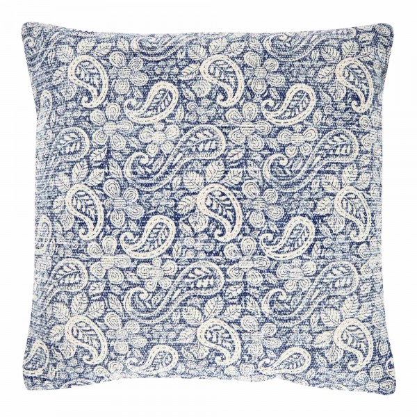 Blue Paisley 45 x 45 Cotton Cushion Complete With Interior