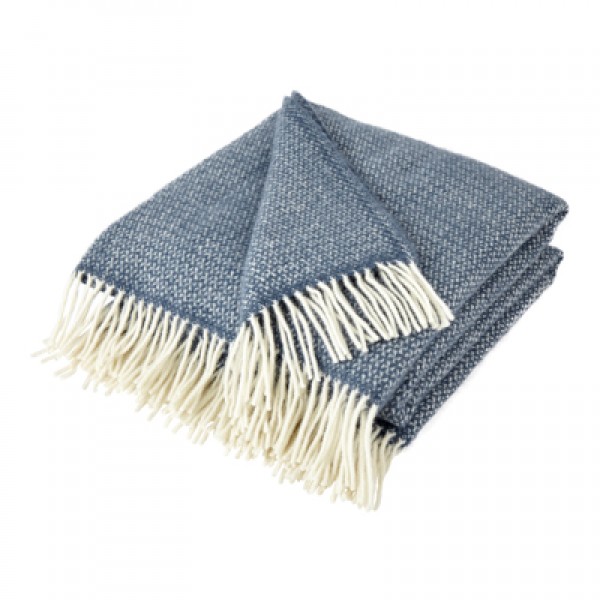 Slate Blue Pure New Wool  Illusion Throw