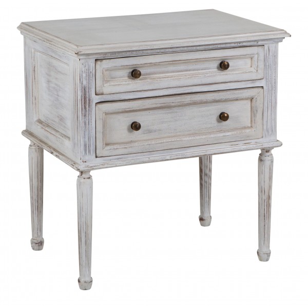 Gustavian White Distressed Bedside Table