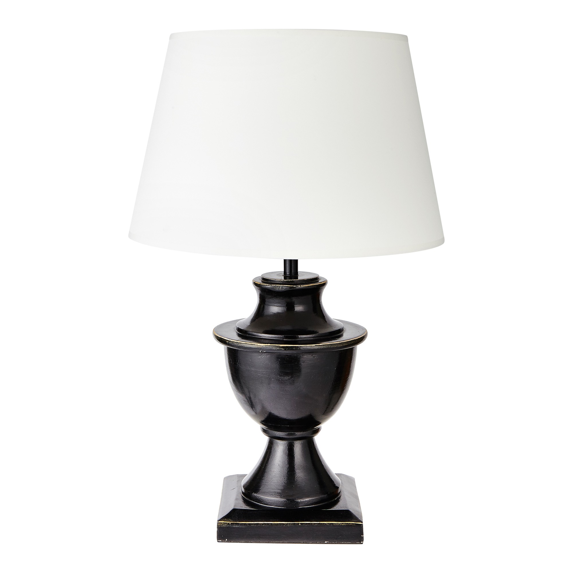 Black Table Lamp With Off White Cotton, Black Table Lamp With White Shade