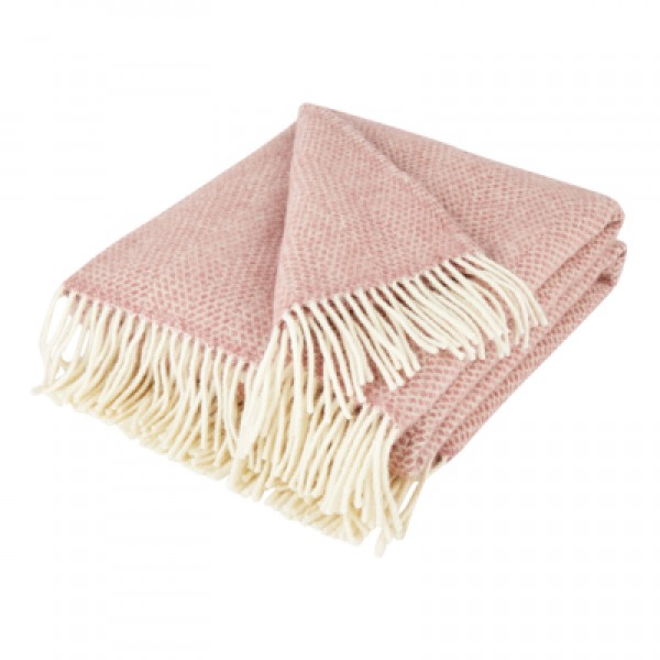 Stylish Dusky Pink Pure New Wool Throw | | Crumple & Co