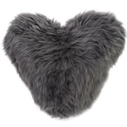 Bella Slate Grey Heart Shaped Sheepskin Cushion