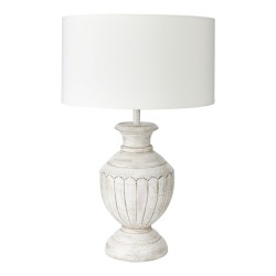 White Hand Painted Tuscany Lamp Base With Shallow Drum Shade