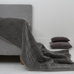 Vitton Grey Velvet Bedspread Quilt